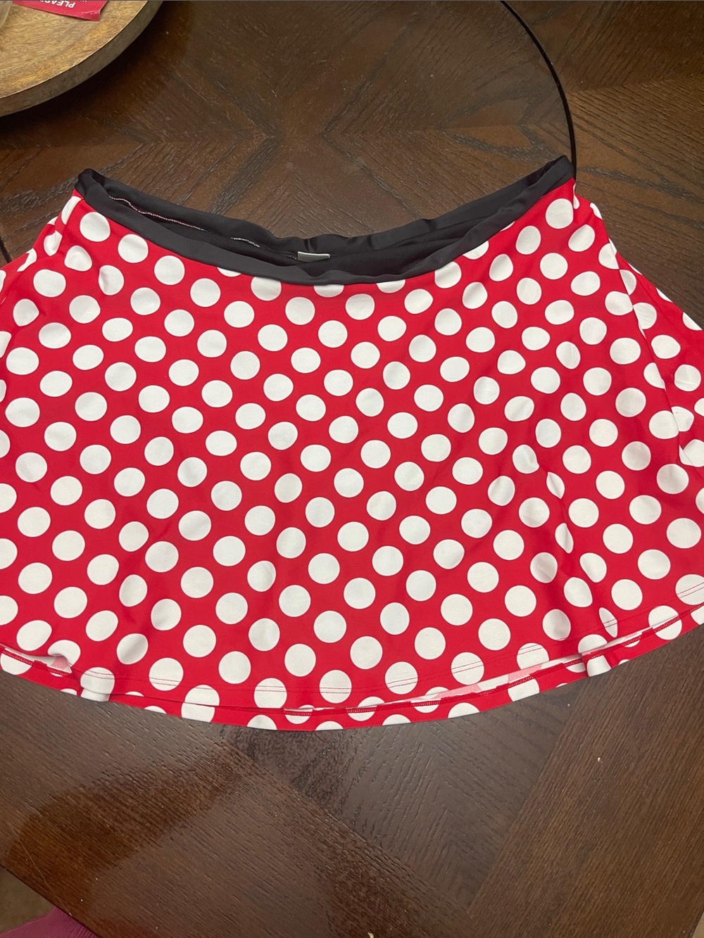 Minnie inspired Polka Dot nylon Red Skater Skirt with Black Waistband